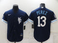 Men's Kansas City Royals Salvador Perez #13 Navy Replica Baseball Jersey1