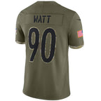 #90 T.J. Watt Player P.Steelers Olive Salute To Service Limited Football Jerseys