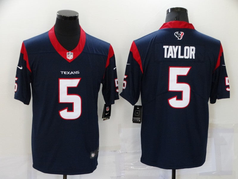 Men's Houston Texans Tyrod Taylor #5 Navy Game Jersey1
