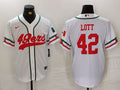 Men's San Francisco 49ers Ronnie Lott #42 White Player Game Jersey1