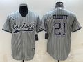 Men's Dallas Cowboys Ezekiel Elliott #21 Gray Game Player Jersey1 Joint Edition