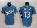 Men's Kansas City Royals Salvador Perez #13 Light Blue Alternate Limited Player Jersey1