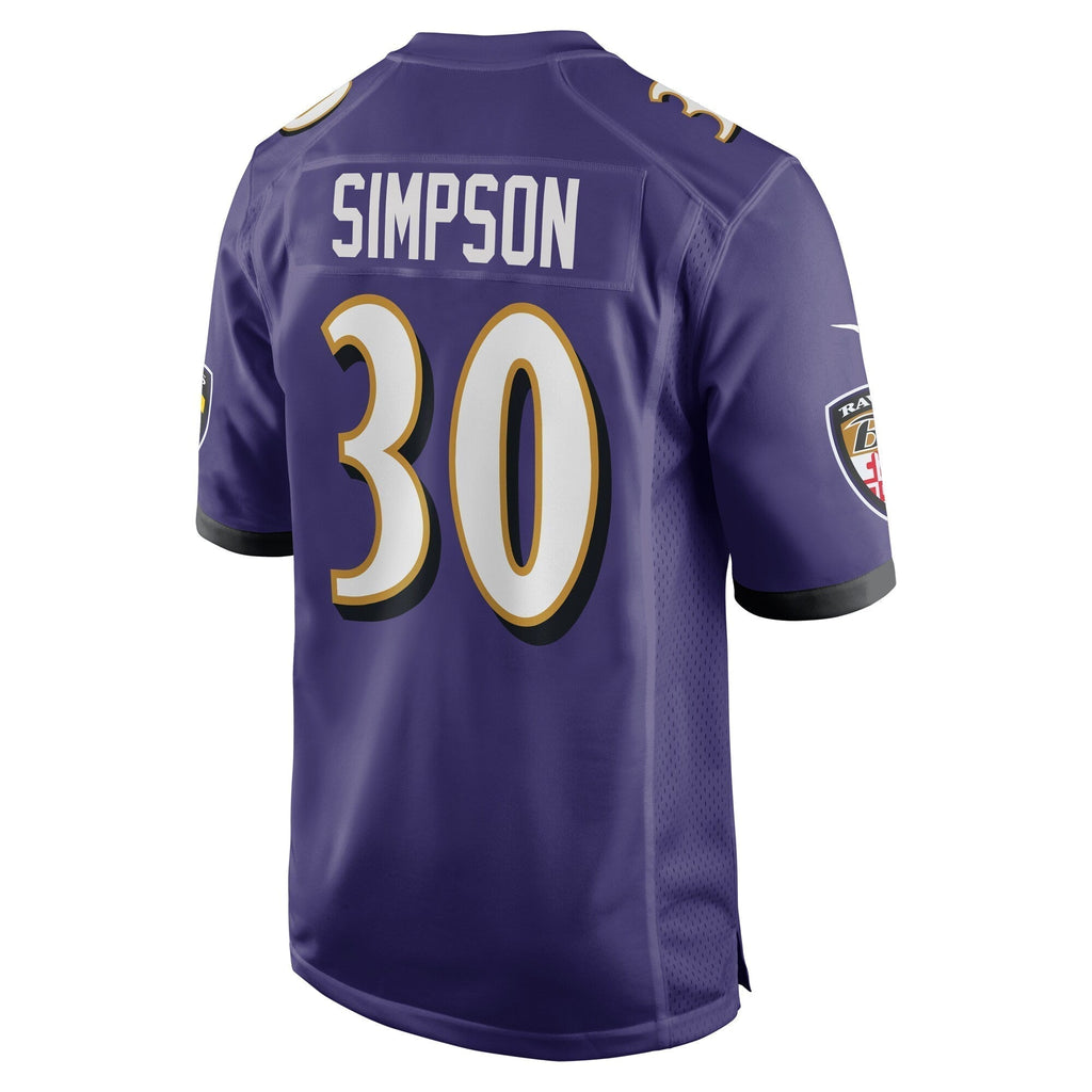 Trenton Simpson Baltimore Ravens Nike  Game Jersey -  Purple