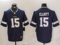 Men's Dallas Cowboys Ezekiel Elliott #15 Navy Game Jersey1