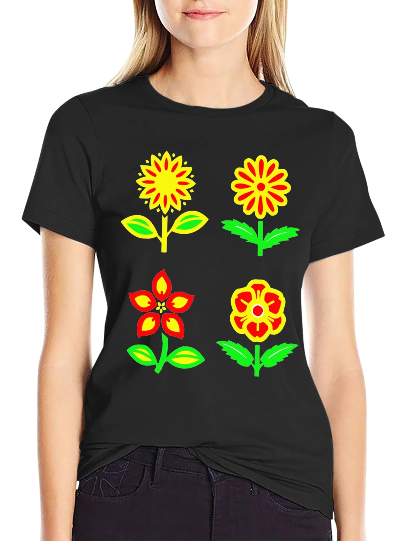 Floral Graphic T-Shirt - Bold Colorful Design