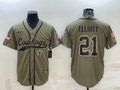 Men's Dallas Cowboys Ezekiel Elliott #21 Olive 2022 Salute To Service Limited Jersey1 Joint Edition