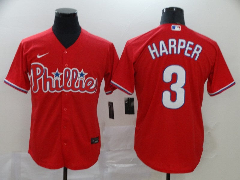 Men's Philadelphia Phillies #3 Bryce Harper Red Jersey