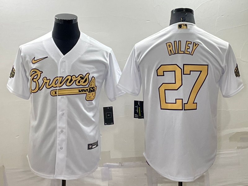 Men's Atlanta Braves Austin Riley #27 White Stitched Jersey