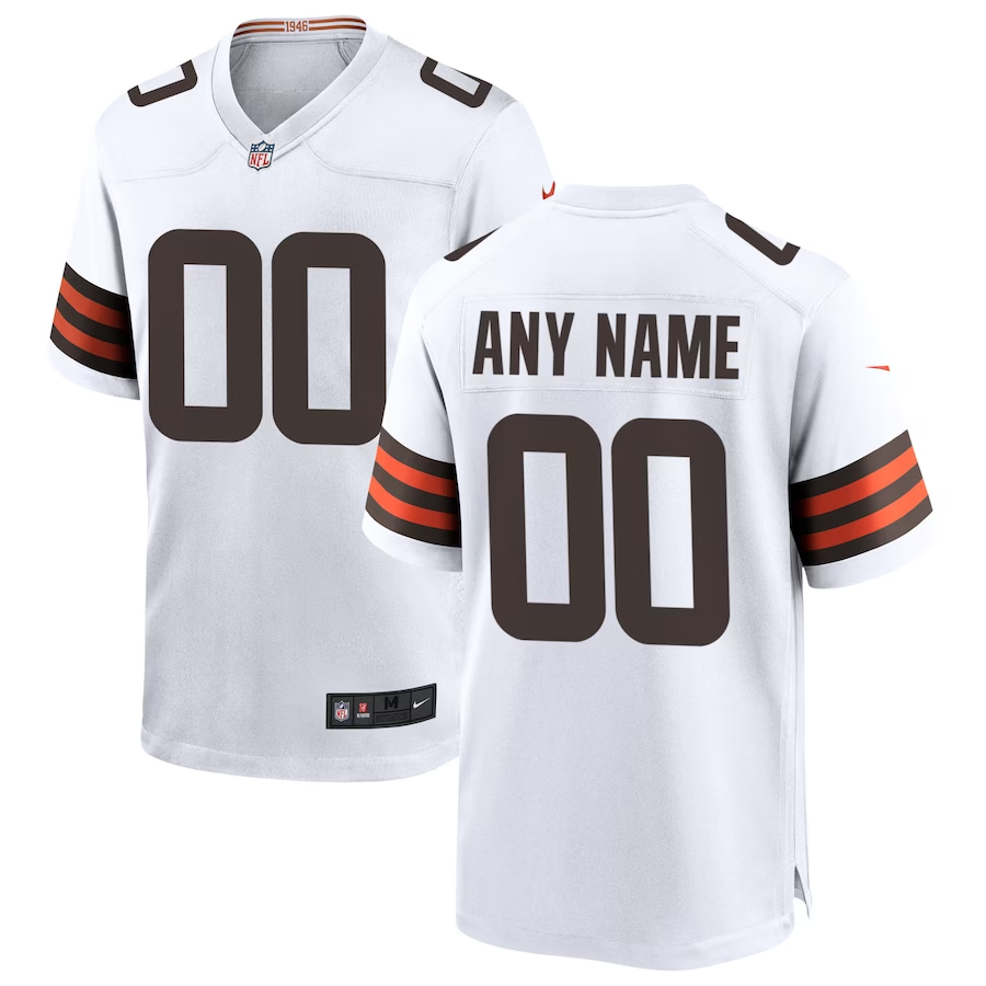 Custom1 Cleveland Browns White Game Jersey1