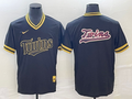 Men's Minnesota Twins Black Replica Player Logo Jersey1