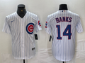Men's Chicago Cubs Ernie Banks #14 White Replica Baseball Jersey1