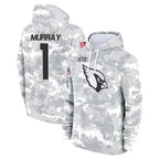A.Cardinals #1 Kyler Murray Player Camo Salute to Service Hoodies Football Jerseys