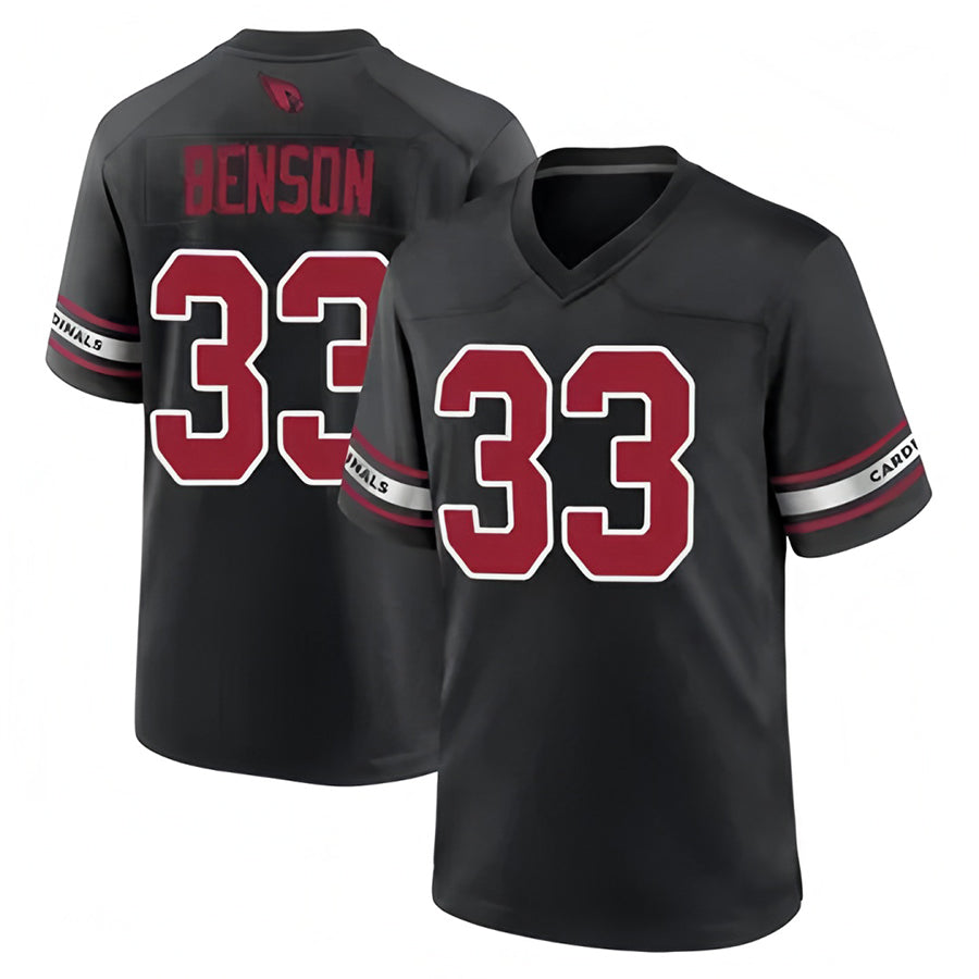A.Cardinals #33 Trey Benson Player Black Home Game Football Jerseys