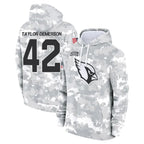 A.Cardinals #42 Dadrion Taylor-Demerson Player Camo Salute to Service Hoodies Football Jerseys