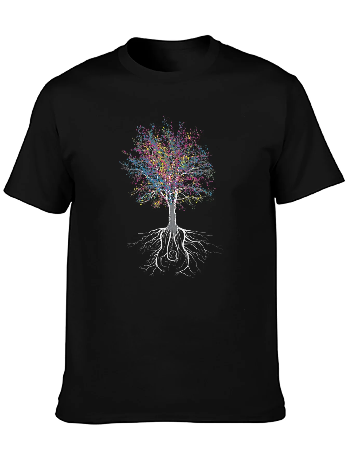 Colorful Tree of Life Black T-Shirt