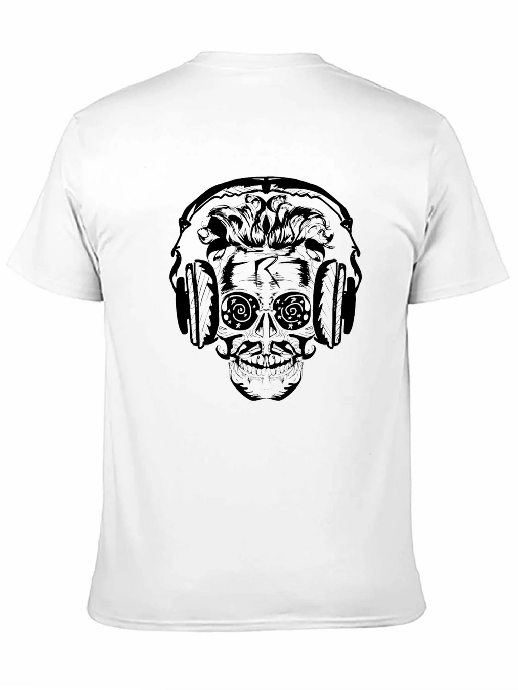 Skull Headphone Graphic Print T-Shirt