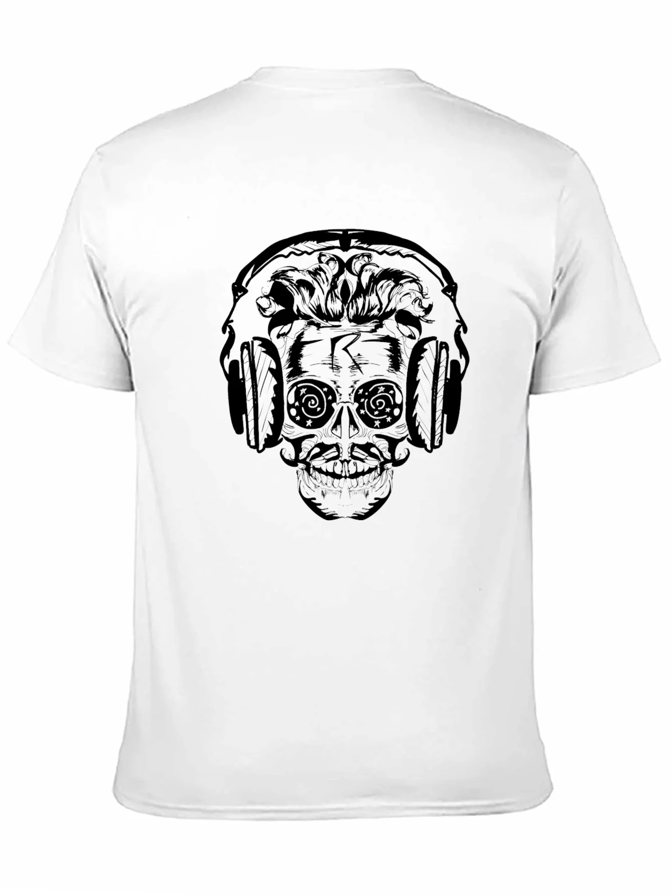 Skull Headphone Graphic Print T-Shirt