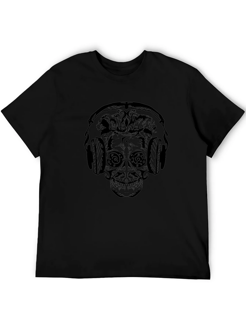 Skull Headphone Graphic Print T-Shirt