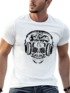 Skull Headphone Graphic Print T-Shirt