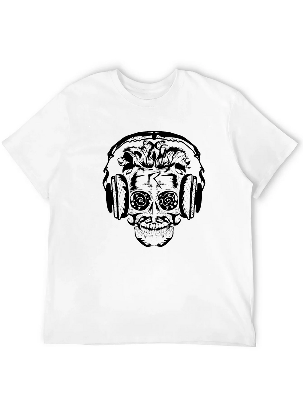 Skull Headphone Graphic Print T-Shirt