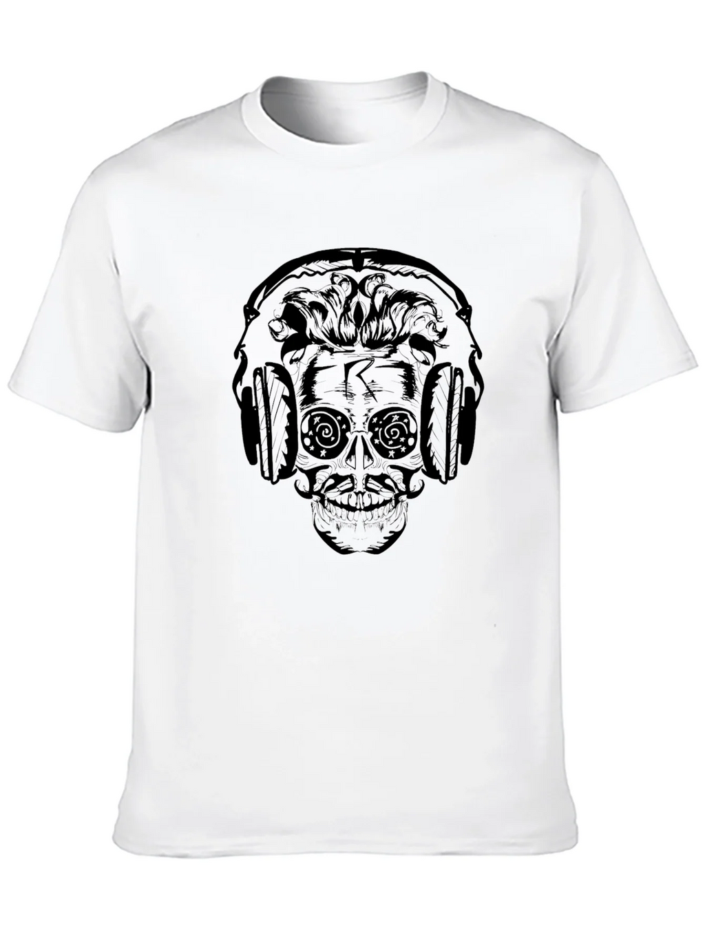 Skull Headphone Graphic Print T-Shirt
