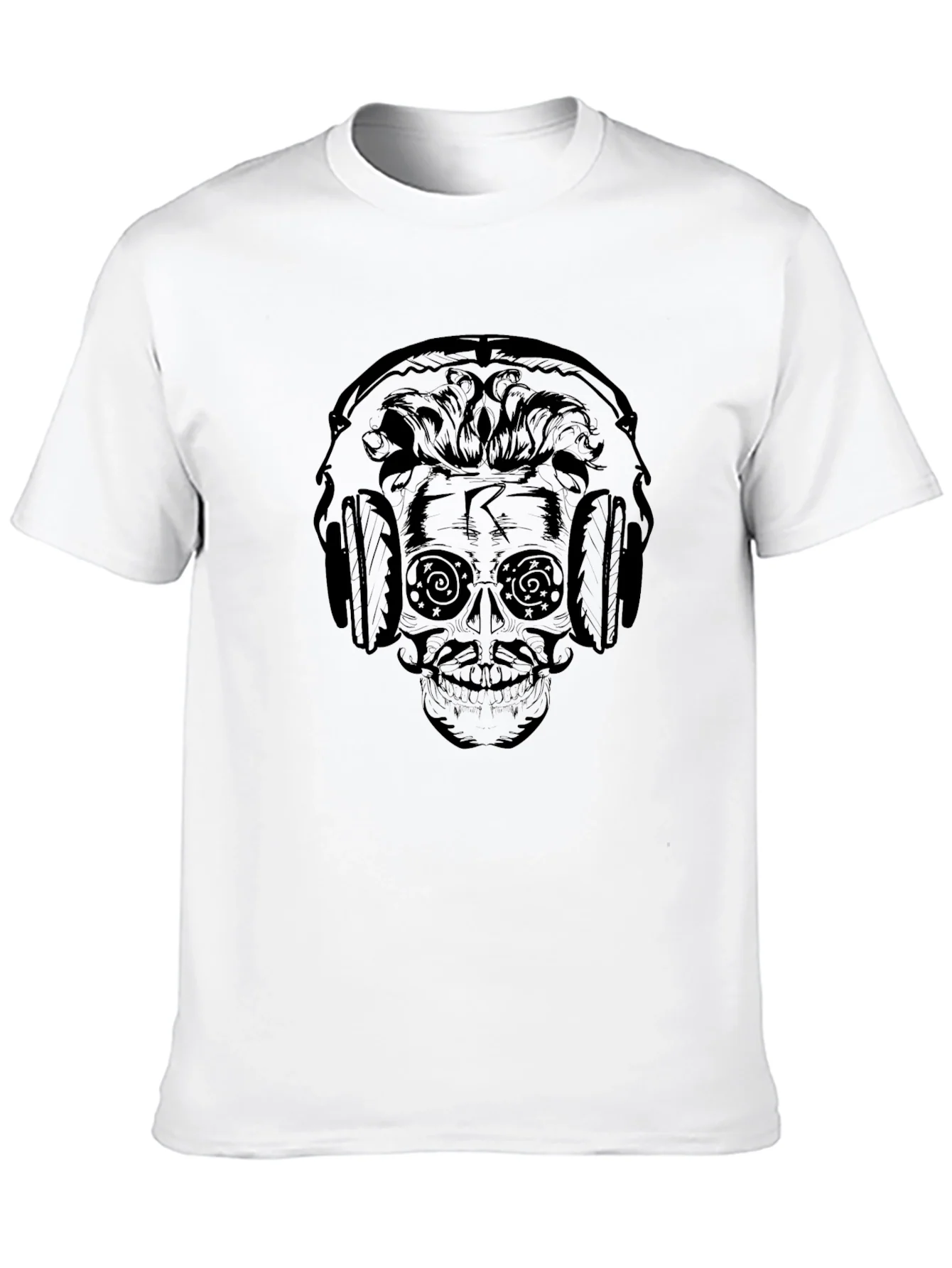 Skull Headphone Graphic Print T-Shirt