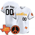 Custom Houston Astros Love Street & Peace Sign Patch Vapor Premier Limited V2 ¨C All Stitched Baseball Jersey