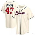 Atlanta Braves #43 Cito Gaston Cream Alternate Jersey Stitches Baseball Jerseys