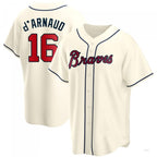Atlanta Braves #16 Travis d¡¯Arnaud Cream Alternate Jersey Stitches Baseball Jerseys