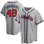 Atlanta Braves #48 Pablo Sandoval Gray Road Jersey Stitches Baseball Jerseys