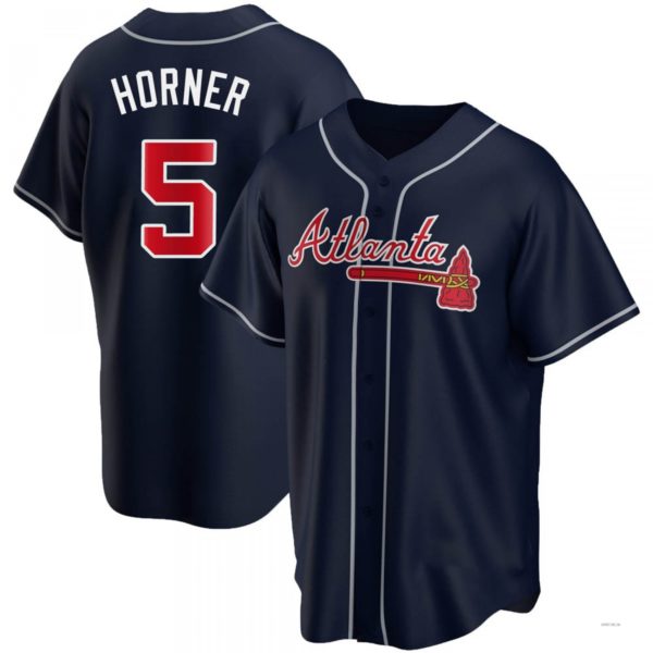 Atlanta Braves #5 Bob Horner Navy Alternate Jersey Stitches Baseball Jerseys