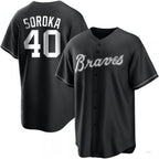 Atlanta Braves #40 Mike Soroka White Black Jersey Stitches Baseball Jerseys