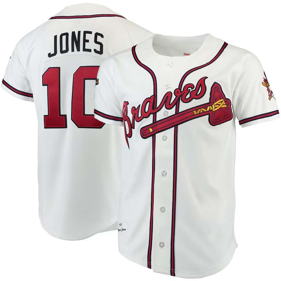 Atlanta Braves #10 Chipper Jones  Authentic Jersey - White Stitched Baseball Jersey