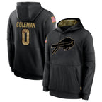 B.Bills #0 Keon Coleman Player Salute to Service Black Hoodies Football Jersey