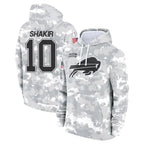 B.Bills #10 Khalil Shakir Player Salute to Service Hoodies Football Jerseys