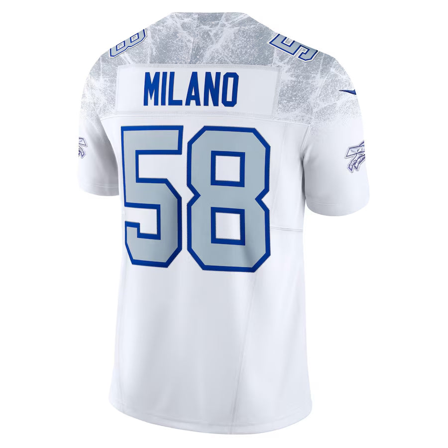 B.Bills #58 Matt Milano Player White Rivalries Collection Vapor Limited Football Jerseys