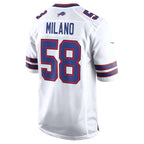 B.Bills #58 Matt Milano Player White Home Game Football Jerseys