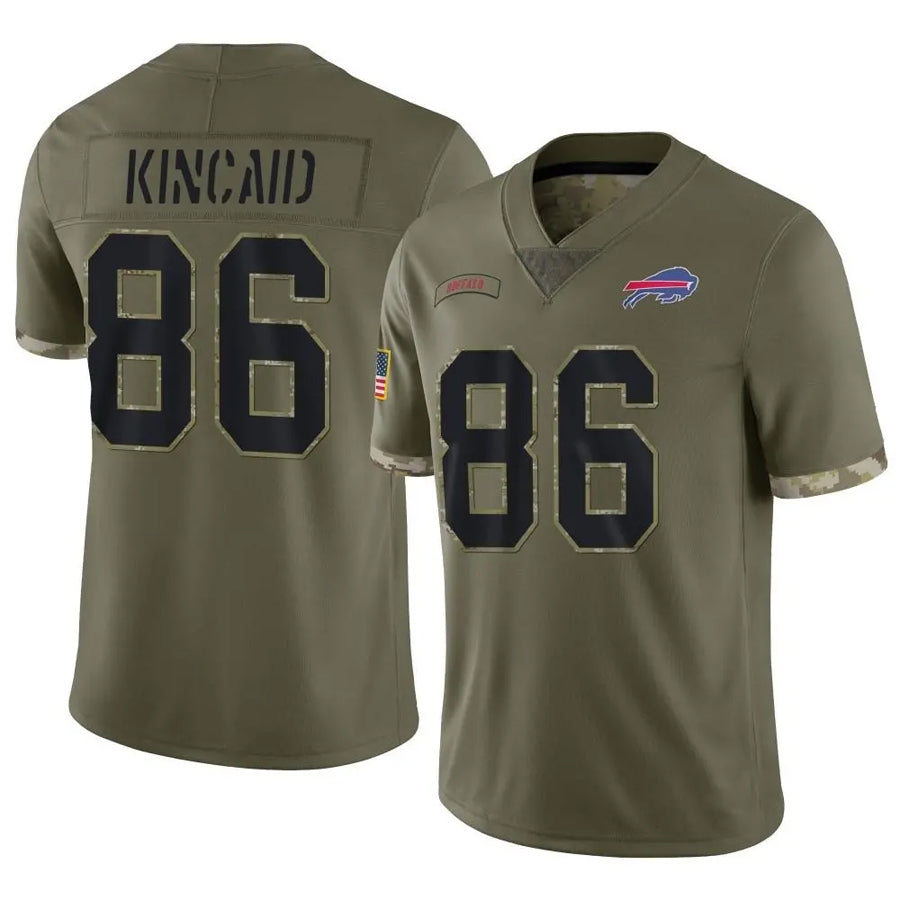 B.Bills #86 Dalton Kincaid Player Salute To Service Olive Football Jerseys