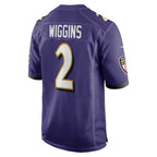 B.Ravens #2 Nate Wiggins Player Purple Game Football Jerseys
