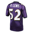 B.Ravens #52 Ray Lewis  Purple 2000 Authentic Throwback Retired Player Jersey Stitched American Football Jerseys
