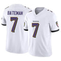 B.Ravens #7 Rashod Bateman Player White Vapor F.U.S.E. Limited Football Jerseys
