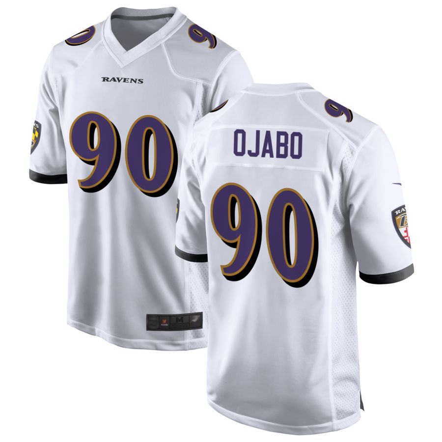 B.Ravens #90 David Ojabo Player White Home Game Football Jerseys