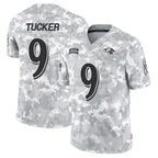 B.Ravens #9 Justin Tucker Player Arctic Camo Salute to Service Limited Football Jerseys
