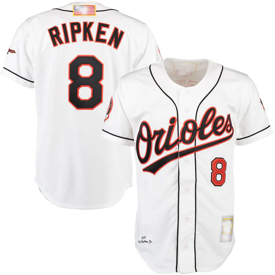Baltimore Orioles #8 Cal Ripken  White Home Authentic Jersey Baseball Jerseys