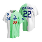Los Angeles Dodgers #22 Bad Bunny White Green 2022 Stitched Split Jersey Baseball Jerseys