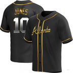 Atlanta Braves #10 Chipper Jones Black Golden Alternate Jersey Stitches Baseball Jerseys