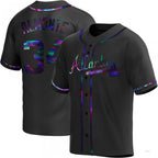 Atlanta Braves #34 Abcneam Almonte Black Holographic Alternate Jersey Stitches Baseball Jerseys