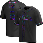 Atlanta Braves #6 Bobby Cox Black Holographic Alternate Jersey Stitches Baseball Jerseys