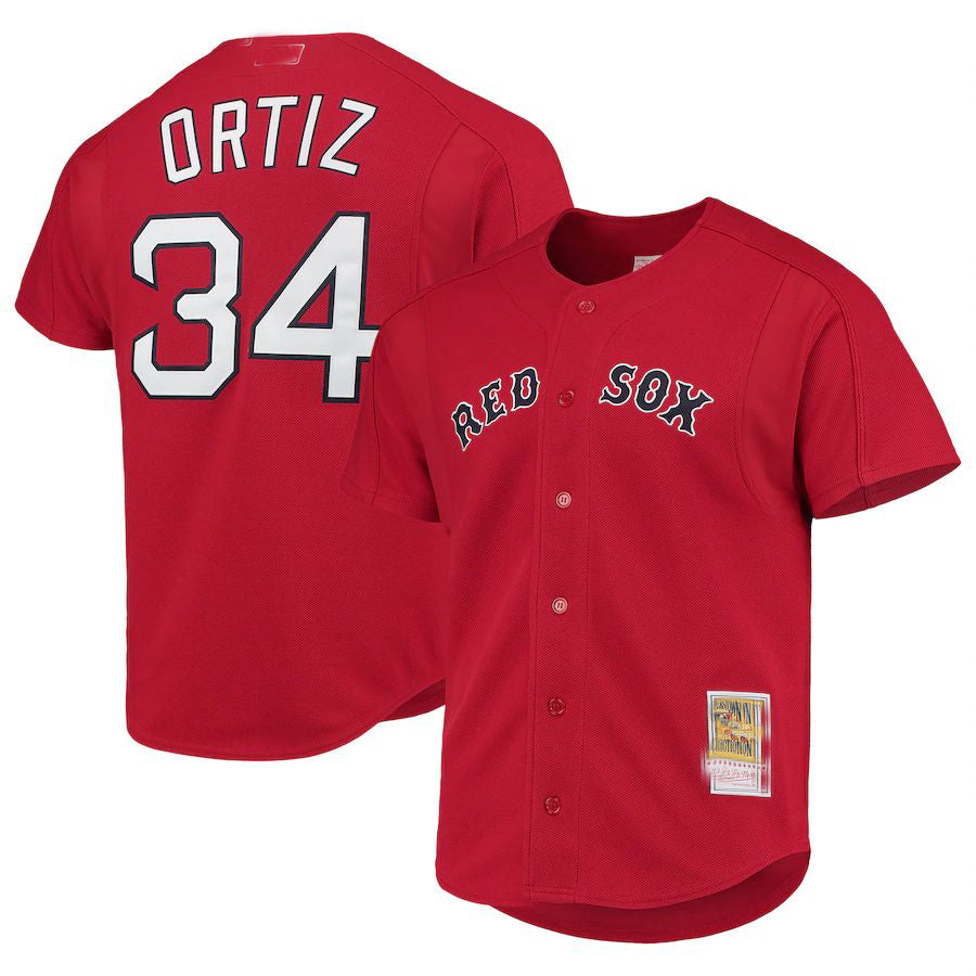 Boston Red Sox #34 David Ortiz  Red Cooperstown Collection Mesh Batting Practice Jersey Baseball Jerseys