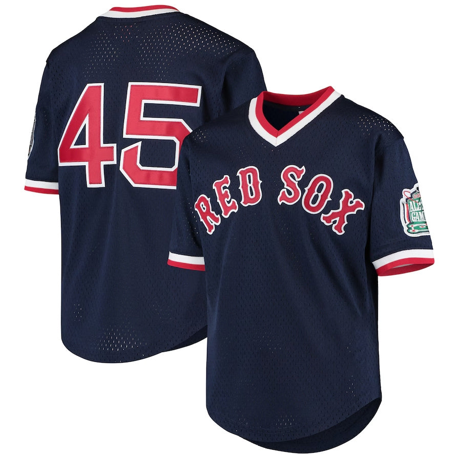 Boston Red Sox #45 Pedro Martinez  Cooperstown Collection Mesh Batting Practice Jersey - Navy Stitched Baseball Jersey